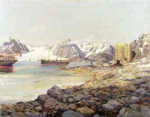 Die Schiffe der Andrée-Polarexpedition vor der Balkonstation, Dane