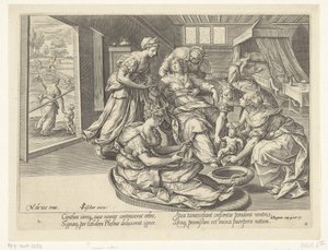 Geburt des Sohnes der Sunamitischen Frau (Die Geschichte von Elisa und der Sunamitischen Frau) von Hans Collaert (I)