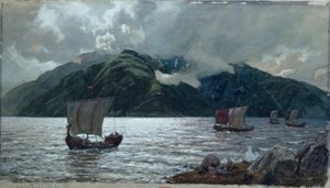 Wikingerschiffe, Sognefjord von Hans Gude