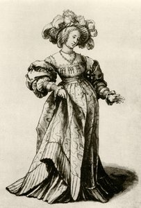 Junge Basler Dame mit Federhut