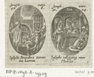 Joseph verkauft Korn an seine Brüder / Joseph deutet den Traum des Pharao von Hans Janssen