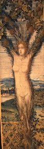 Ein Paar Wandteppiche, die Daphne und Pitys darstellen, Mitte des 16. Jahrhunderts