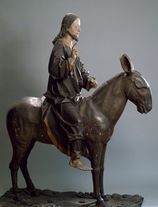 Christus auf dem Esel, ca. 1498, von Hans Klocker, polychrome Holzstatue, Italien von Hans Klocker