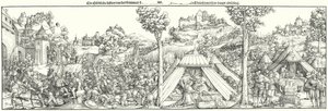 Landsknechte kämpfen zu Beginn des 16. Jahrhunderts (Stich) von Hans Leonard (after) Schaufelein