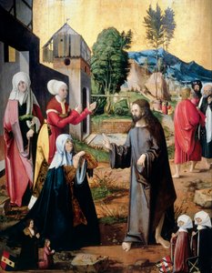 Christus nimmt Abschied von seiner Mutter, mit vier Stiftern