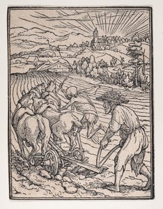 Der Bauer oder Pflüger, aus Der Totentanz von Hans Lützelburger