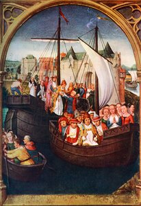 Die Abreise der heiligen Ursula aus Basel, vor 1489 von Hans Memling