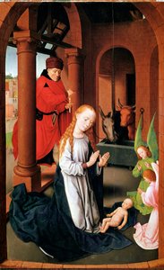 Die Geburt Christi. Linkes Panel des Triptychons der Anbetung von Hans Memling