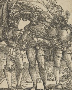 Ein Fahnenträger, flankiert von einem Landsknecht auf jeder Seite, Kopie
