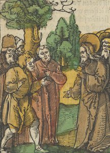 Christus und die Pharisäer, aus Das Plenarium, 1517 von Hans Schäufelein the Elder