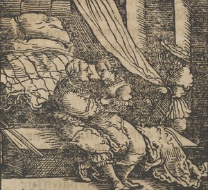 Ghismonda, Guiscardo und der Prinz von Salerno, aus dem Decameron, vor 1534 von Hans Schäufelein the Elder