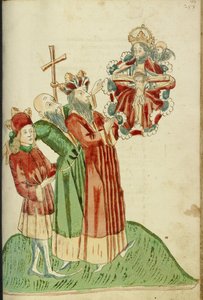 König Avenir, Josaphat und Nachor erblicken den Gnadenthron im Himmel von Hans Schilling
