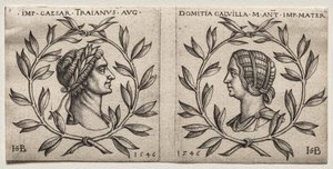 Büsten von Kaiser Trajan und Domitia Calvilla