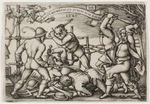 Bauernschlägerei, Platte 9 aus Das Bauernfest oder die zwölf Monate von Hans Sebald Beham
