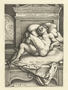 Schlafende nackte Frau als die Nacht Die Nacht