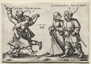 Die Dorfhochzeit: Jacob Hewmon Lawrencius Augstmon, 1546 von Hans Sebald Beham