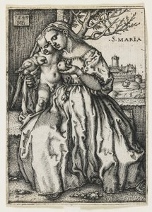Jungfrau und Kind mit einem Papagei, 1549 von Hans Sebald Beham