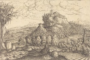 Landschaft mit einem Schloss in der Mitte, 1553