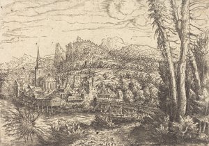 Blick auf eine Stadt in der Nähe eines Flusses