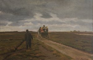 Heidelandschaft mit einem Tageswagen