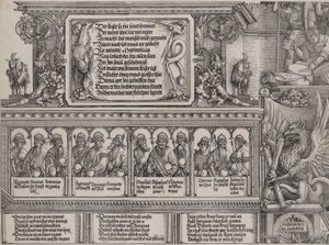 Der obere Abschnitt des linken Portals, mit der Inschrift auf einer Löwenhaut, ein Fries mit B..., 1515 von Hans Springinklee