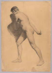 Männlicher Akt von der Seite, verso: Akt eines sitzenden Mannes von Hans Thoma