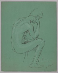 Akt eines sitzenden Mannes von Hans Thoma