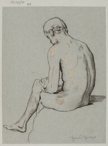 Akt eines sitzenden Mannes mit übereinandergeschlagenen Beinen von Hans Thoma