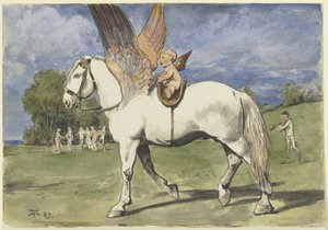 Cherub auf Pegasus von Hans Thoma