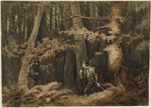 Der Jäger im Wald von Hans Thoma