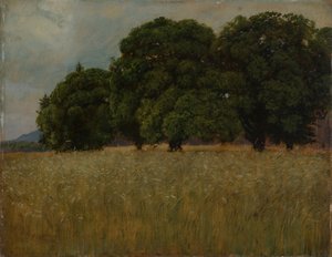 Kornfeld mit Laubbäumen von Hans Thoma