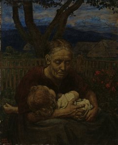 Mutter und Kind in einem Garten