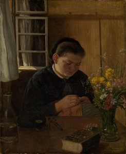 Nähendes Mädchen von Hans Thoma