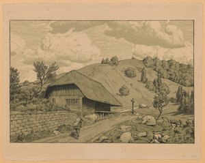 Landschaft mit Wanderer aus der Umgebung von Happach im Schwarzwald von Hans Thoma