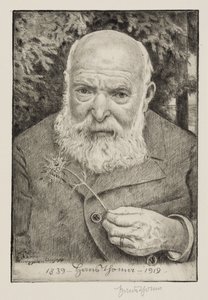 Selbstbildnis VI mit Blume von Hans Thoma