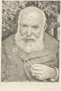 Selbstporträt VI mit Blume von Hans Thoma
