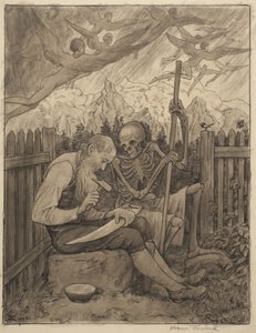 Das Schärfen der Sense des Todes von Hans Thoma
