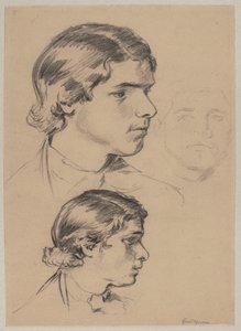 Drei Studien eines jungen Mannes von Hans Thoma