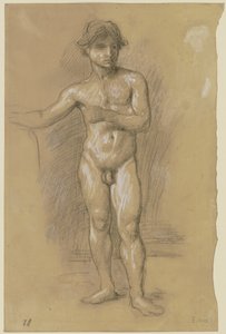 Akt eines jungen stehenden Mannes von Hans von Marées