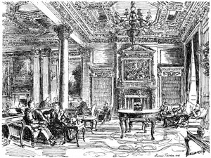 Die Mitgliederlounge, RAC Clubhaus, Pall Mall, London, 1946 von Hanslip Fletcher