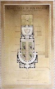 Grundriss des Erdgeschosses der Villa di Papa Giulio in Rom von Harold Chalton Bradshaw
