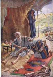 Isaak segnet seinen Sohn Jakob, Illustration aus Pictures That Teach The Crown Series, 1920 von Harold Copping