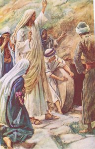 Jesus erweckt Lazarus von den Toten, Illustration aus Harold Copping Bilder: Die Kronen-Serie, ca. 1920er von Harold Copping