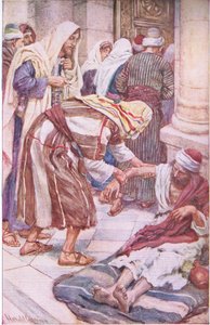 Petrus und Jakob am schönen Tor, Illustration aus Bilder, die lehren Die Kronenserie, 1920 von Harold Copping
