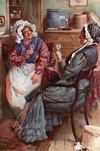 Sairey Gamp und Betsey Prig (Farblithographie)