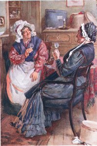 Sarah Gamp und Betsey Prig, Illustrationen für Charakter-Skizzen aus Dickens, zusammengestellt von B.W. Matz, 1924 von Harold Copping