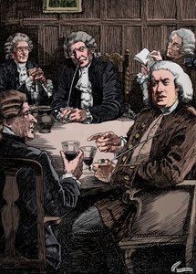 Dr. Johnson diskutiert mit seinen Freunden, ca. 1900, 1912 von Harold Edward Hughes Nelson