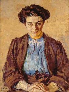 Das blaue Bluse, Porträt von Elene Zompolides (1880-1958) von Harold Gilman