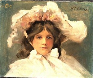 Mädchen mit einem edwardianischen Hut von Harold Oakley