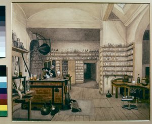 Michael Faraday bei der Arbeit in seinem Labor im Royal Institute
